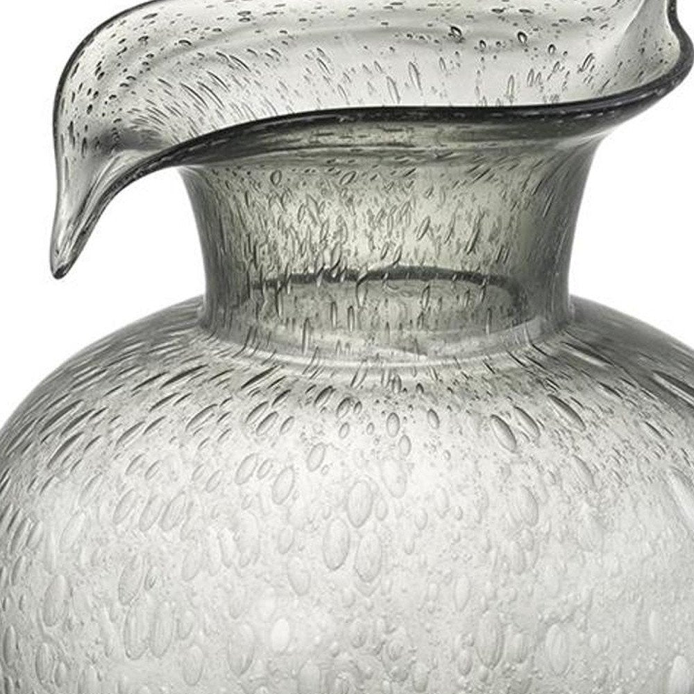 10" Light Gray Bubble Glass Round Table Vase