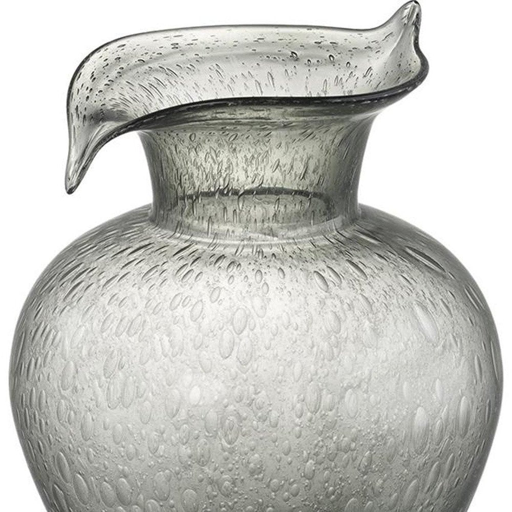 10" Light Gray Bubble Glass Round Table Vase