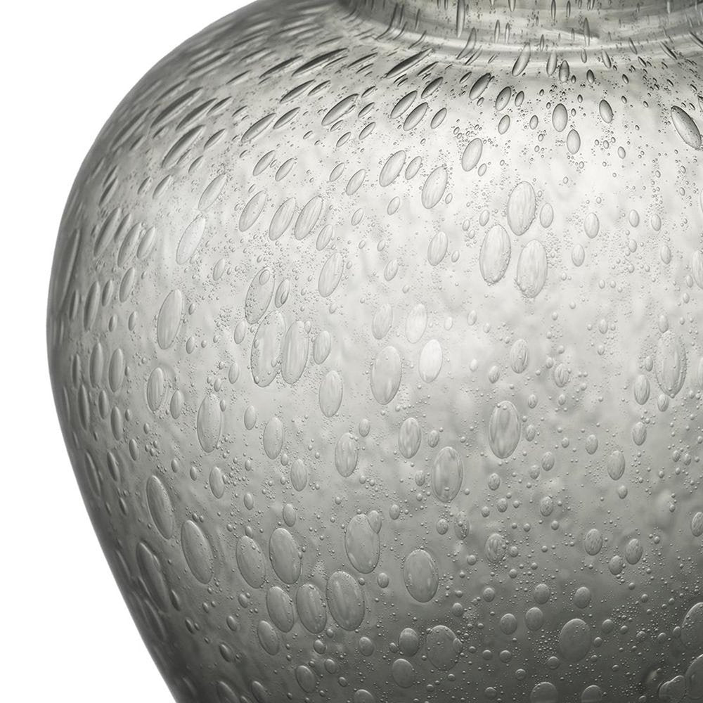 10" Light Gray Bubble Glass Round Table Vase