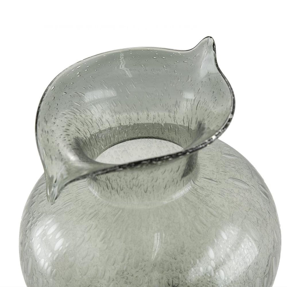 10" Light Gray Bubble Glass Round Table Vase