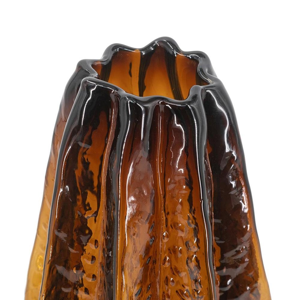 12" Burnt Umber Wavy Glass Table Vase