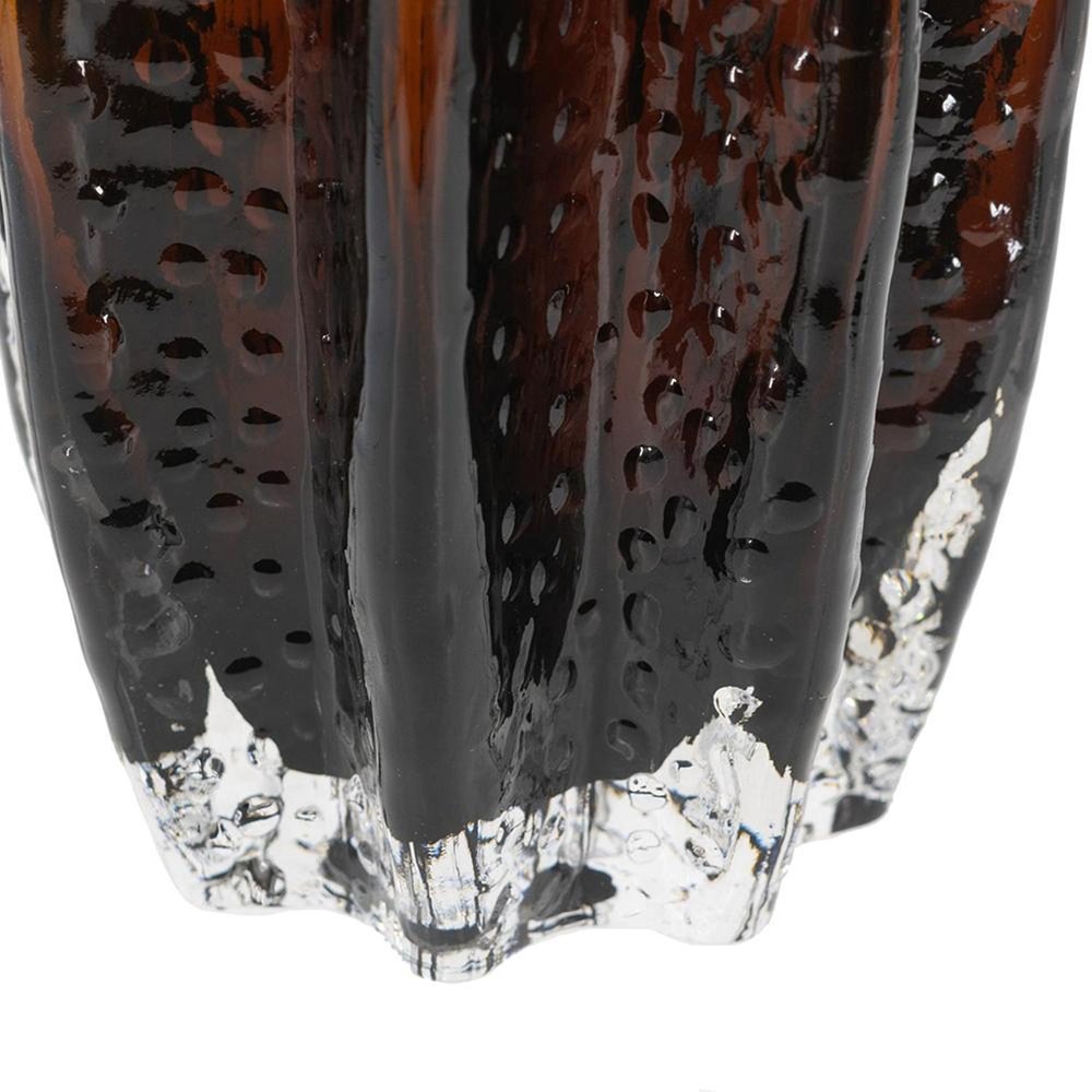 12" Burnt Umber Wavy Glass Table Vase