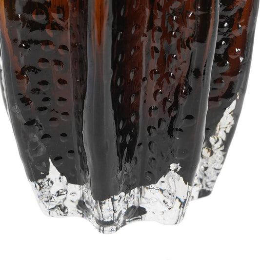 12" Burnt Umber Wavy Glass Table Vase