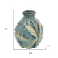 11" Blue Beige And Brown Abstract Round Ceramic Table Vase