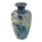 16" Ivory and Blue Ceramic Abstract Round Table Vase