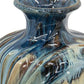 16" Ivory and Blue Ceramic Abstract Round Table Vase