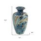 16" Ivory and Blue Ceramic Abstract Round Table Vase