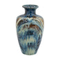 16" Beige Blue And Brown Abstract Ceramic Round Table Vase