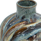 11" Blue Beige And Brown Abstract Wavy Ceramic Table Vase