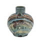11" Blue Beige And Brown Abstract Wavy Ceramic Table Vase