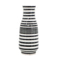18" Black And White Hand Painted Stripe Ceramic Table Vase