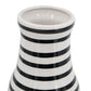 18" Black And White Hand Painted Stripe Ceramic Table Vase