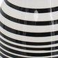 18" Black And White Hand Painted Stripe Ceramic Table Vase