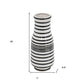 18" Black And White Hand Painted Stripe Ceramic Table Vase