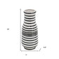 18" Black And White Hand Painted Stripe Ceramic Table Vase