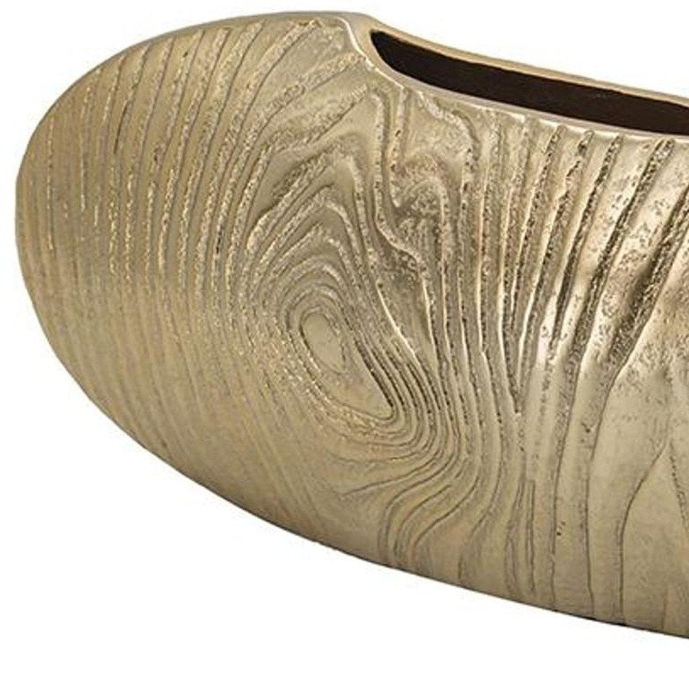 7" Gold Aluminum Oval Disc Table Vase