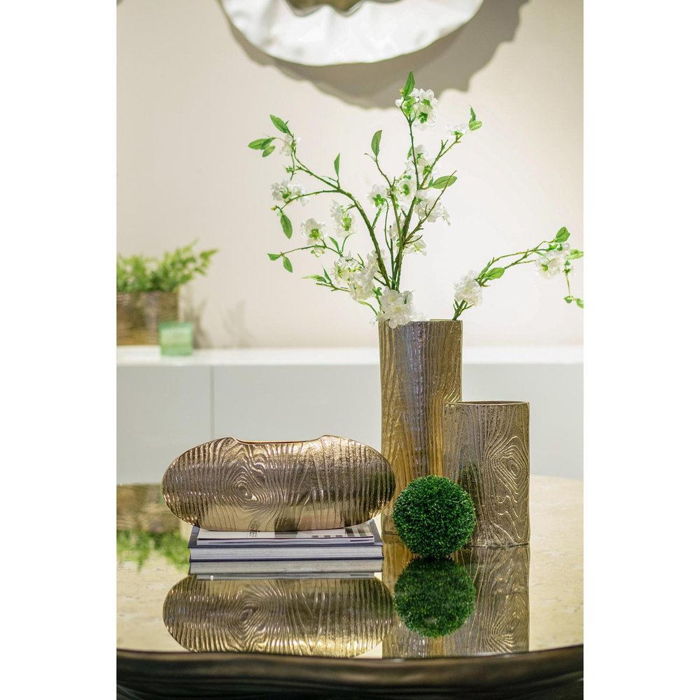 7" Gold Aluminum Oval Disc Table Vase