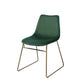 Set of Two Dark Green and Gold Upholstered Velvet Dining Side Chairs