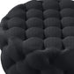 33" Black Linen Tufted Round Cocktail Ottoman