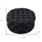 33" Black Linen Tufted Round Cocktail Ottoman