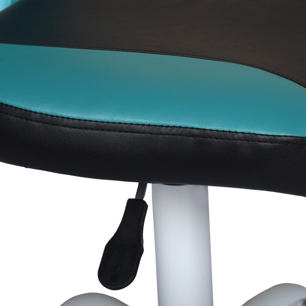Blue Black and White Adjustable Height Swivel Rolling Office Chair