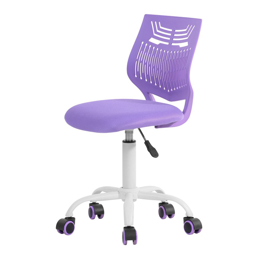 Pink and White Adjustable Height Swivel Rolling Office Chair