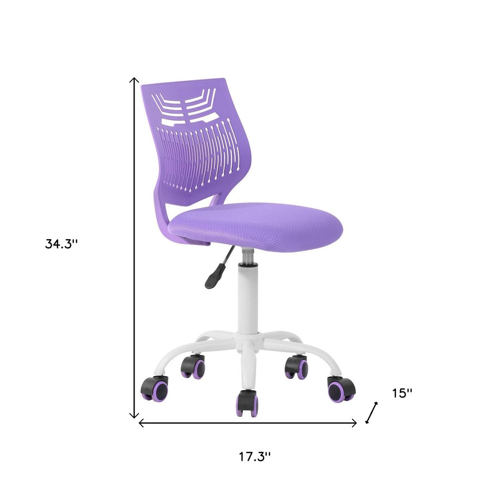 Pink and White Adjustable Height Swivel Rolling Office Chair