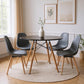 32" Black and Natural Wood Round Top Dining Table