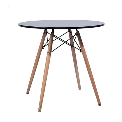 32" Black and Natural Wood Round Top Dining Table