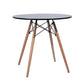 32" Black and Natural Wood Round Top Dining Table