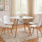 32" White and Natural Wood Round Top Dining Table