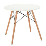 32" White and Natural Wood Round Top Dining Table