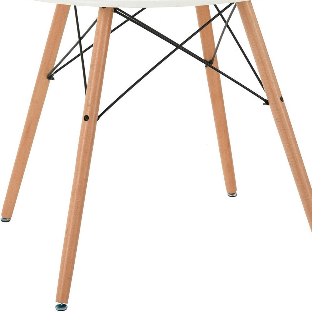 32" White and Natural Wood Round Top Dining Table