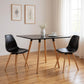 32" Black and Natural Wood Square Dining Table