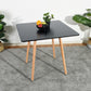 32" Black and Natural Wood Square Dining Table
