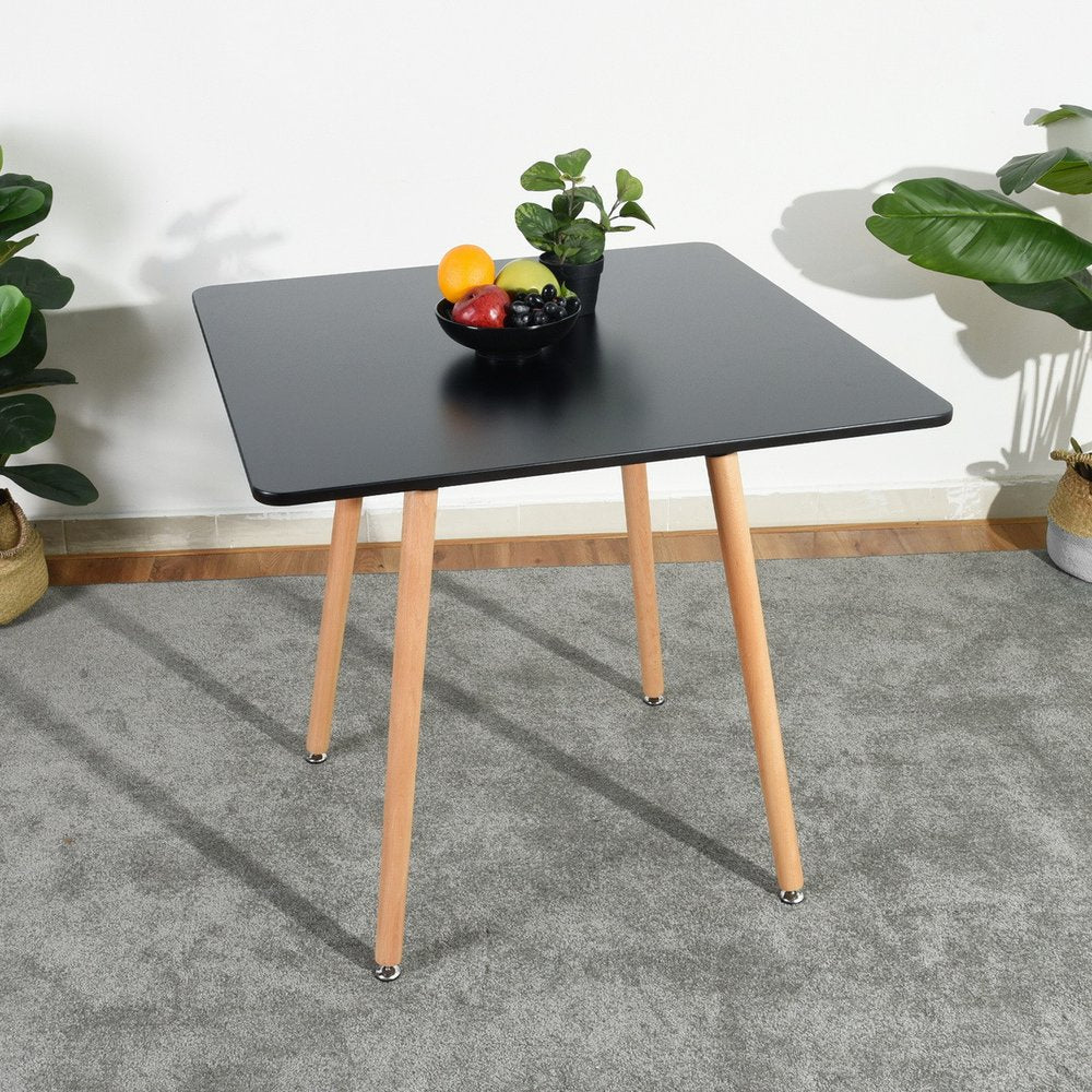 32" Black and Natural Wood Square Dining Table