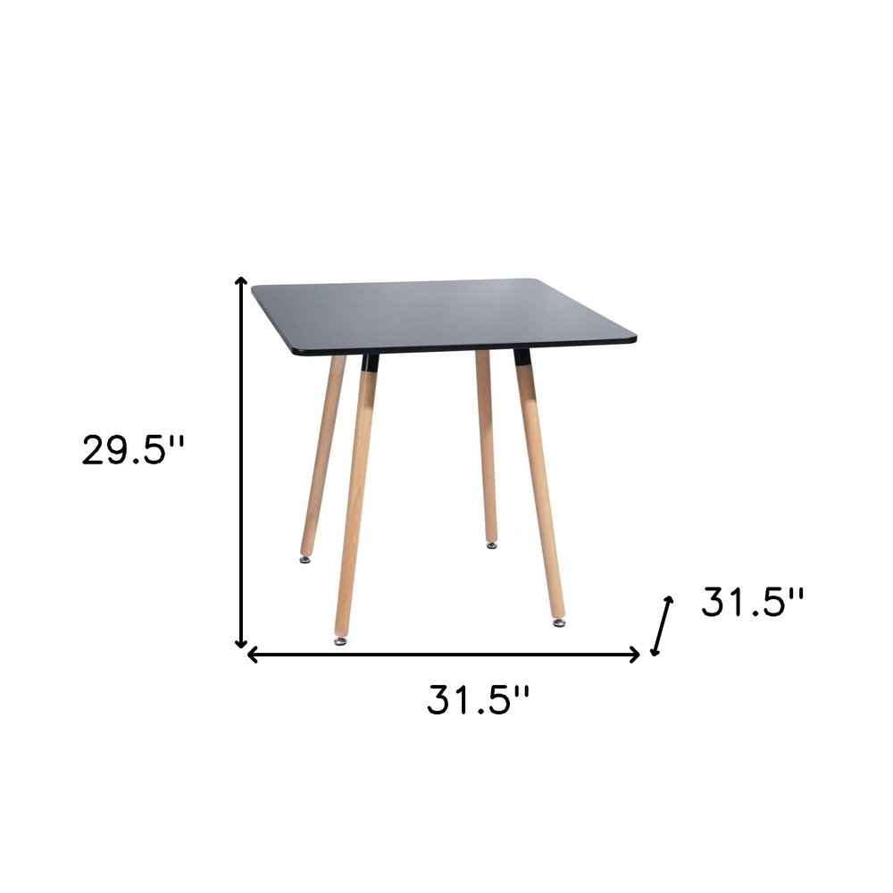 32" Black and Natural Wood Square Dining Table