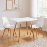 32" White and Natural Wood and Solid Wood Square Dining Table