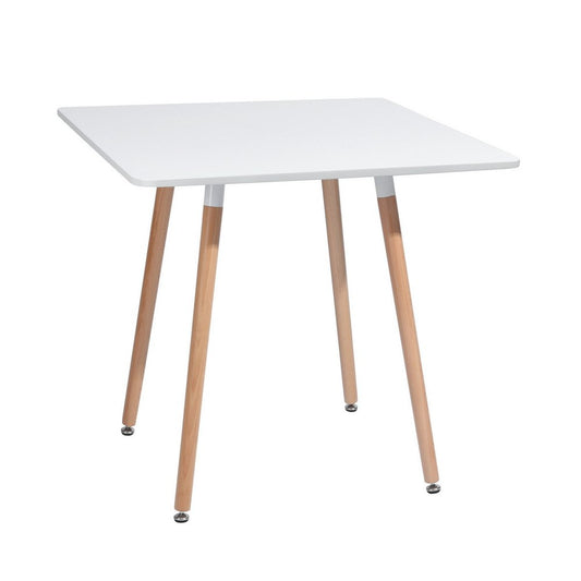 32" White and Natural Wood and Solid Wood Square Dining Table