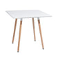 32" White and Natural Wood and Solid Wood Square Dining Table