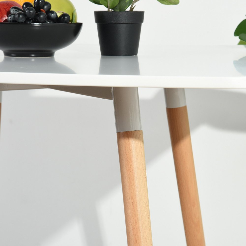 32" White and Natural Wood and Solid Wood Square Dining Table