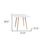 32" White and Natural Wood and Solid Wood Square Dining Table