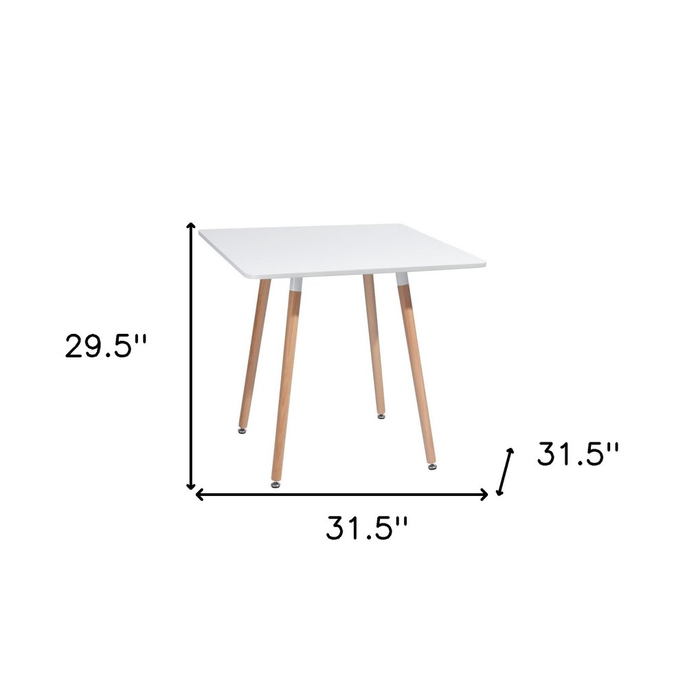 32" White and Natural Wood and Solid Wood Square Dining Table