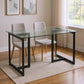 47" Clear And Black Glass And Metal Dining Table