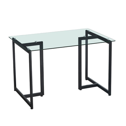 47" Clear And Black Glass And Metal Dining Table