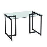 47" Clear And Black Glass And Metal Dining Table