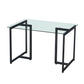 47" Clear And Black Glass And Metal Dining Table