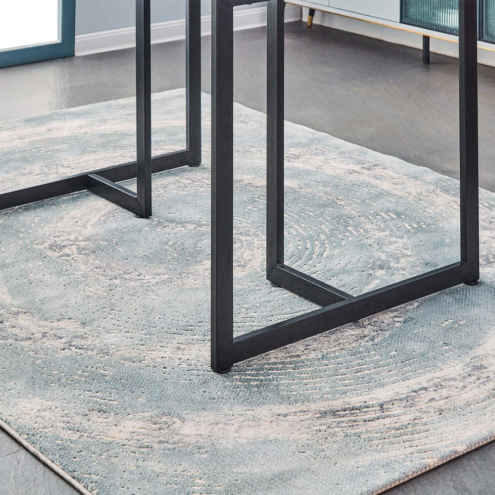 47" Clear And Black Glass And Metal Dining Table