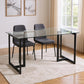 55" Clear And Black Glass And Metal Dining Table