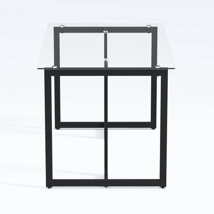 55" Clear And Black Glass And Metal Dining Table